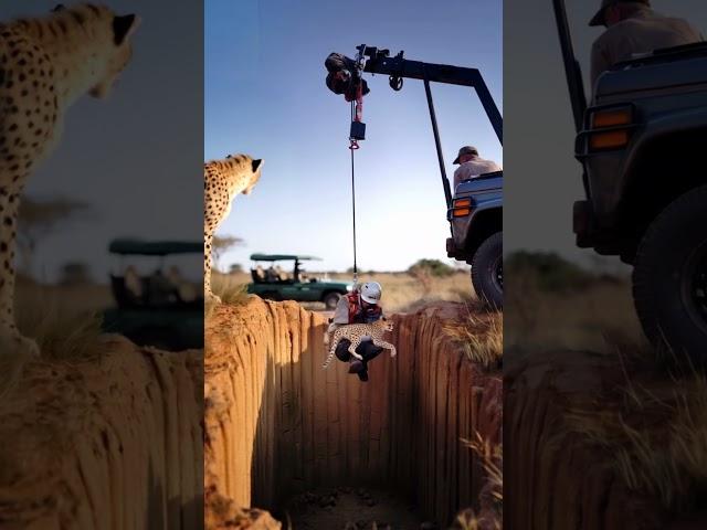 Cheetah Cub Reaches Freedom from the Pit with the Courage of the Rescue Team