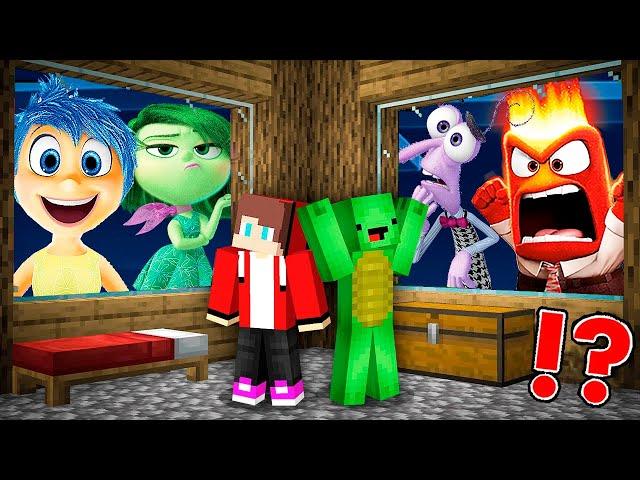 JJ and Mikey HIDE from Joy , Disgust , Fear , Anger from Inside Out 2 in Minecraft Maizen