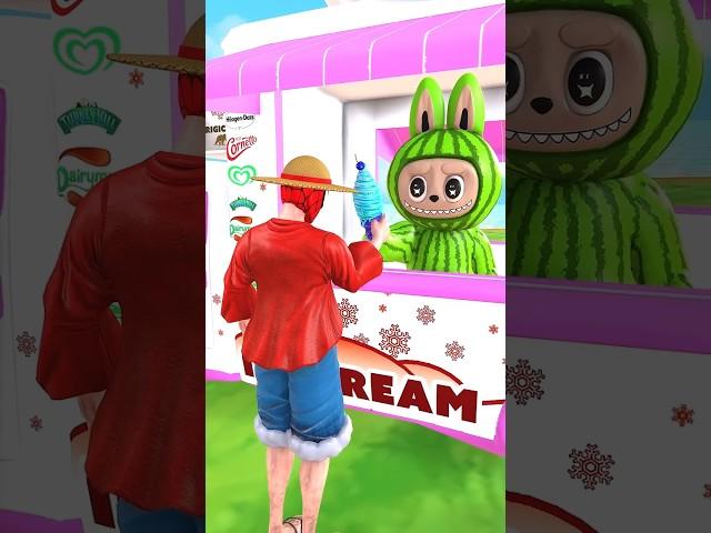 Spider man Luffy Eats Labubu's Mysterious Ice Cream #funny #animation #dinosaur #trex
