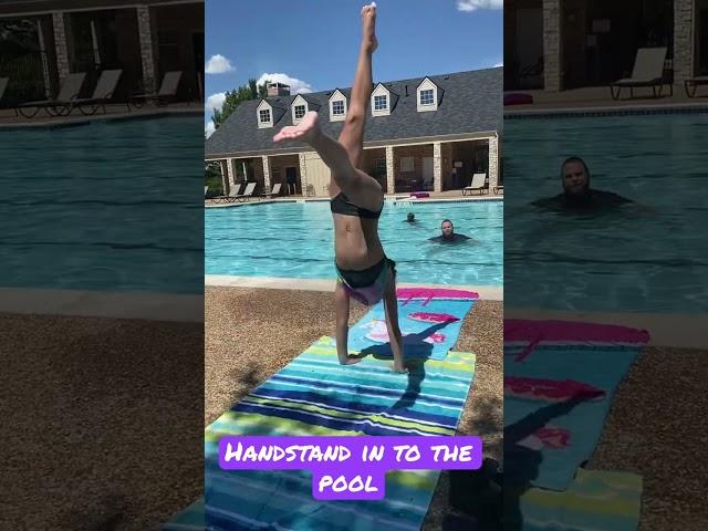 Handstand walk into the pool #gymnastics #handstand #handstandwalk #pool #summer #gymnast #usag