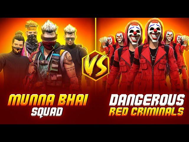 Most Dangerous Red Criminals VS Munna Bhai Squad  - Free Fire Telugu