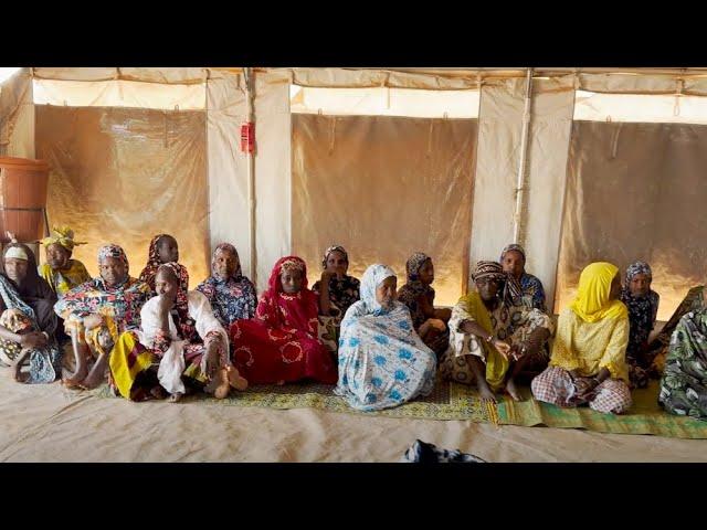 Women and girls fleeing Mali conflict find shelter at a displacement camp