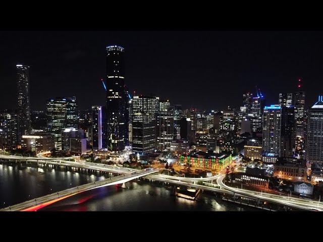 Brisbane City Night Sky Cityscape Using The DJI Mavic Mini 2 - QLD Australia