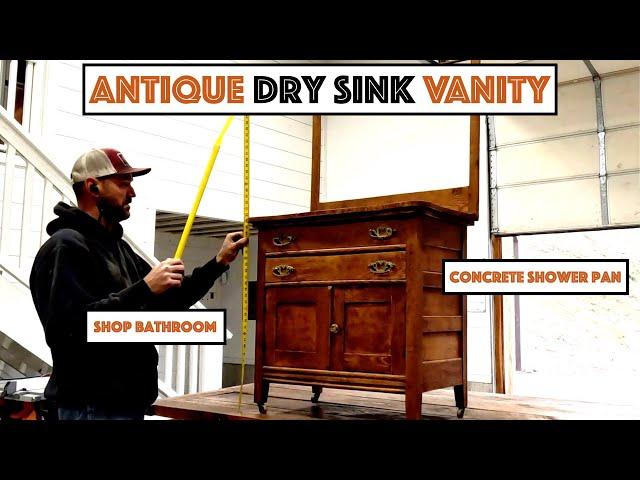 Built A Concrete Shower Pan Correctly! Made An Antique Dry Sink Vanity (Shop Bathroom)