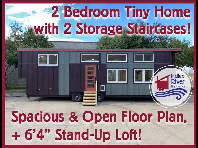 Explore Tiny Living: 2 Bedroom Tiny Home w/ 2 Real Staircases & Open Floor Plan!