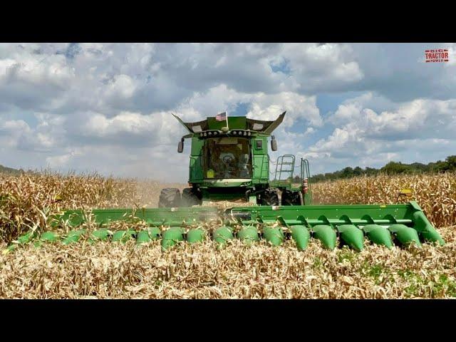 FIRST DAY OF CORN HARVEST 2024 with 16 row JOHN DEERE Combines