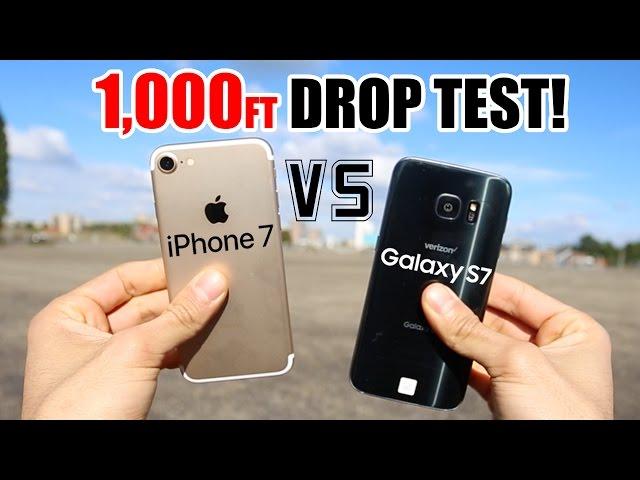 iPhone 7 vs Samsung Galaxy S7 1000 FT Drop Test!! Which one survived?