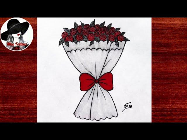 How To Draw A Bouquet Of Roses Step By Step | Pencil drawing tutorial