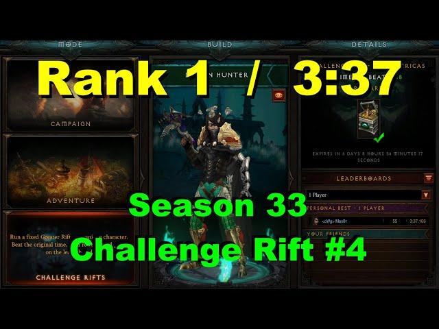 Diablo 3 Challenge Rift 386 NA - Rank 1 - 3:37 [Season 33]