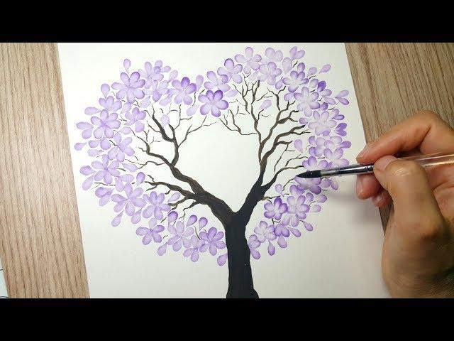 Flower illustration water color painting 꽃그리기 꽃그림 일러스트 하트나무 그리기