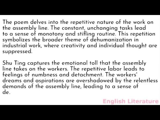 Summary and analysis of  Assembly Line by Shu Ting