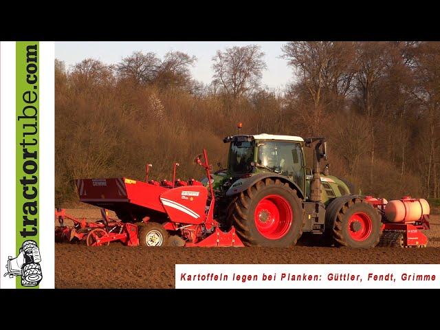 Kartoffeln legen mit Güttler, Fendt 718 Vario & Grimme GL 420 - Planken