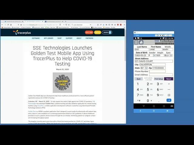 COVID-19 Golden Test Mobile App Demo by PTS Partner SSE