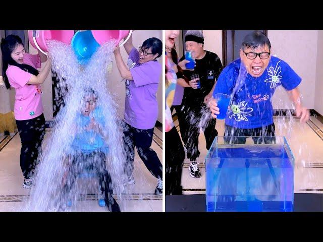 Join The Ice Bucket Challenge, Who Gets Drenched In Ice Cubes? # Funnyfamily# Party Games