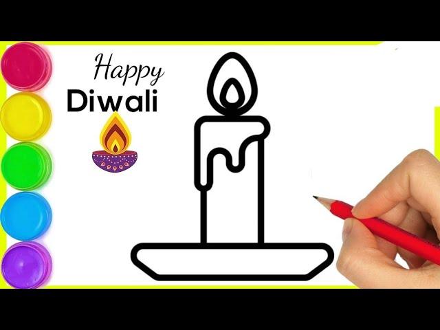 Drawing Picture |  Diwali Candle Drawing || How to draw candle drawing || Easy candle drawing