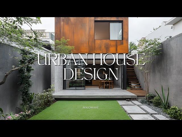 Urban House Design with Small Garden, Featuring A Dynamic Combination of Materials