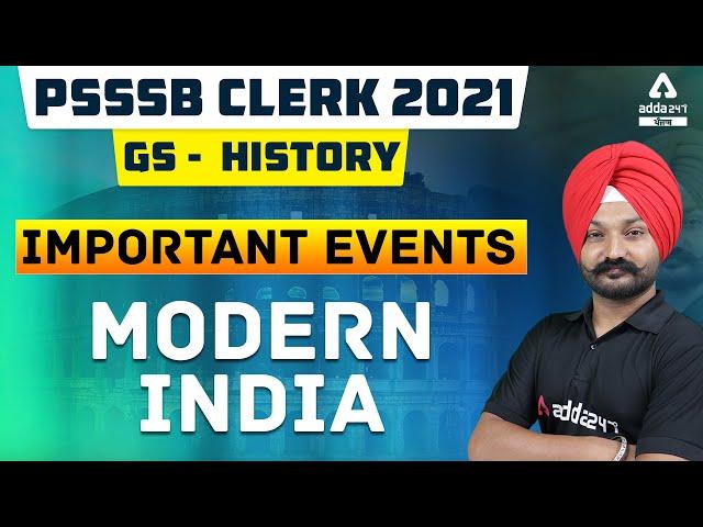 PSSSB Clerk 2021 | History | Important Events - Modern India