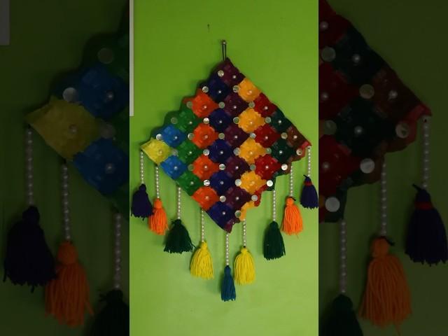 Waste egg tray wall hanging using Wool  #shorts #youtubeshort #viral #diy #crafts #trending #fun
