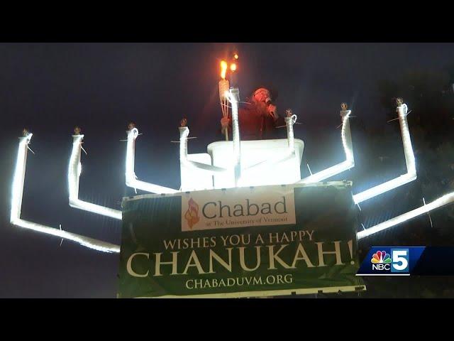 The menorah is lit in Burlington marking the first day of Hanukkah