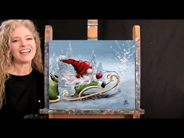 Learn How to Paint CHRISTMAS GNOME with Acrylic Paint - Paint & Sip at Home - Step by Step Tutorial