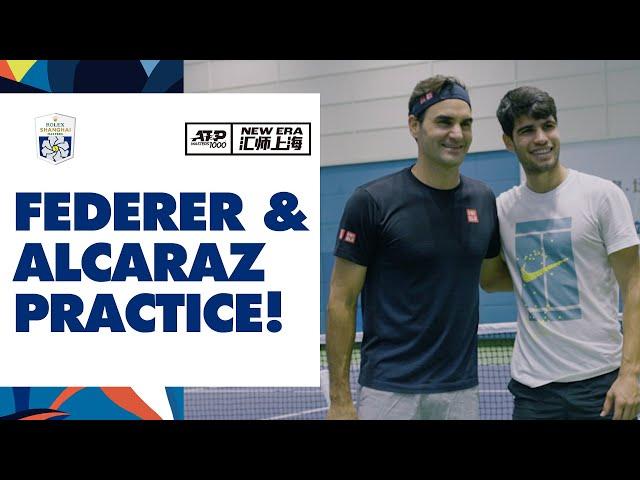 LEGENDARY  Roger Federer and Carlos Alcaraz Practice Together At The Rolex Shanghai Masters