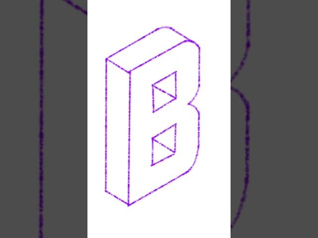 B-Draw a left facing 3D isometric block letter B #shorts #foryou #reels #art #isometric #3d