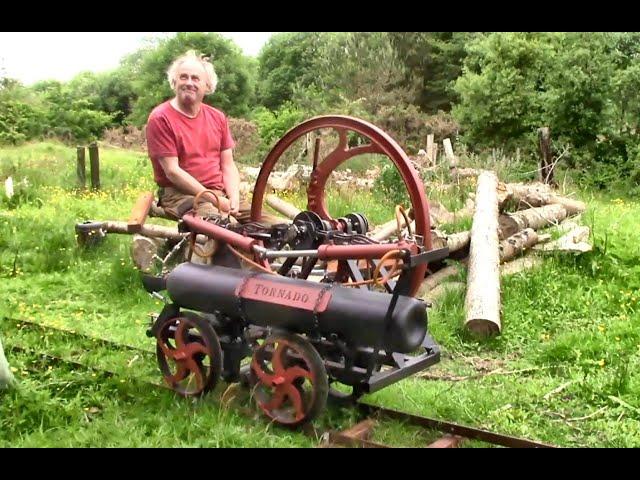 First Run!! Home-Made Compressed Air Locomotive For The Field Railway