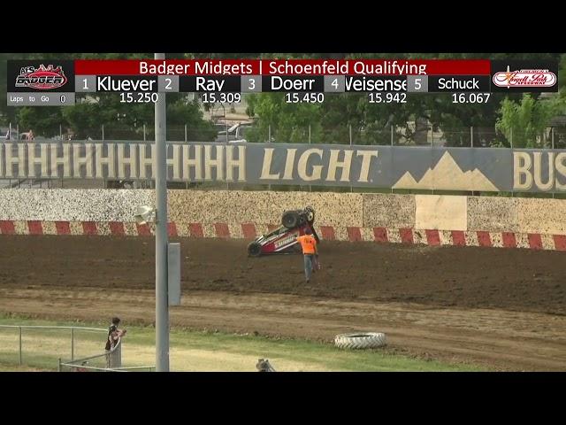 HIGHLIGHT | Badger Midgets | Davey Ray FLIPS HARD at Angell Park Speedway 6/4/23