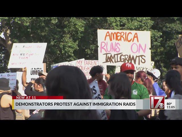 Hundreds protest immigration raids in Raleigh