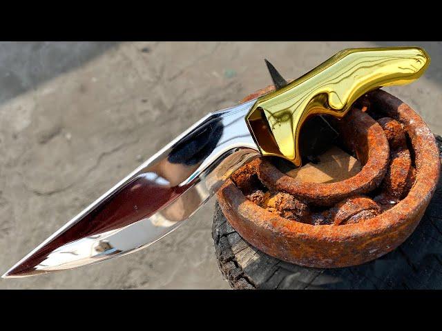 Turning a Rusty BEARING into Shiny but Razor Sharp COMBAT KNIFE