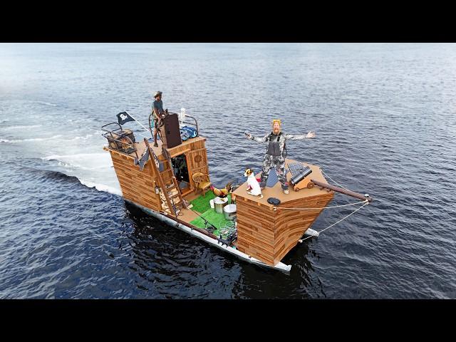 DAY 1 of 7 Waterworld Survival Challenge Season 2 The Pirate Ship Pontoon