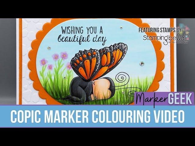 Copic Marker Colouring Stamping Bella Sleeping Butterfly Baby rubber stamp