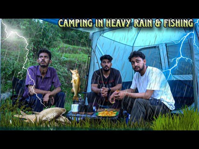 Group Camping In Heavy Rain & Fishing | Camping In Extreme Weather Condition | trip sense #vlog