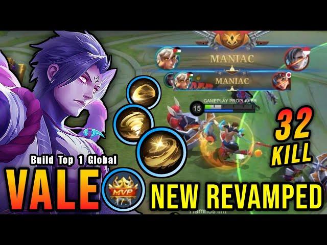 32 Kills + 2x MANIAC!! Vale Revamp?! The Next META!! - Build Top 1 Global Vale ~ MLBB