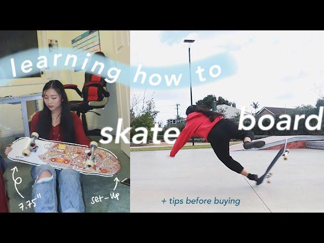 learning how to SKATEBOARD (+ tips, first drop-in, unboxing & set-up)