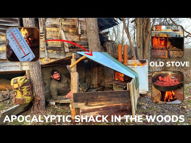 Solo Overnight Building a Post-Apocalyptic Shack In The Woods and Ribeye Philly Cheese Steak