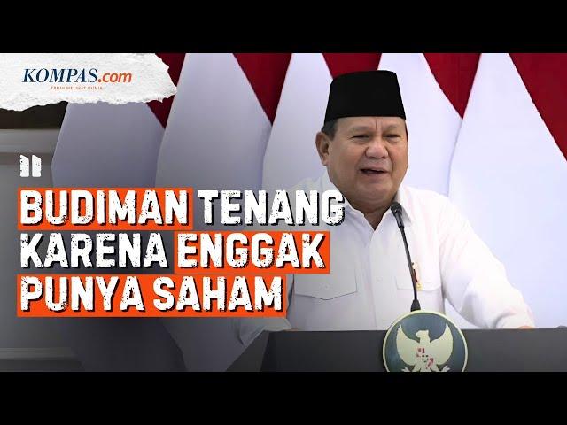 [FULL] Pidato Prabowo Pancing Tawa, Singgung Menteri Stres Harga Saham Turun