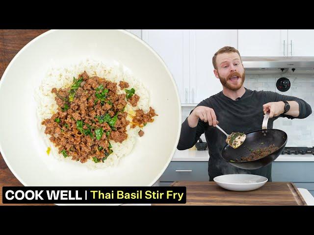 This 16 minute Thai Basil Stir Fry is a weeknight delight.