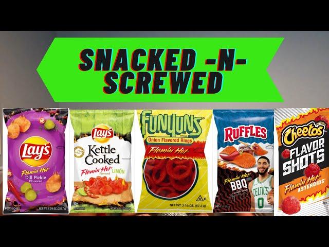 Snacked -N- Screwed - Ep 08 - Pt 1 - Flamin' Hot Dill Pickle, Kettle Limon, Funyuns, Ruffles BBQ ++