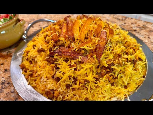 Gheimeh Polo (Persian Split Pea Rice) - Cooking with Yousef