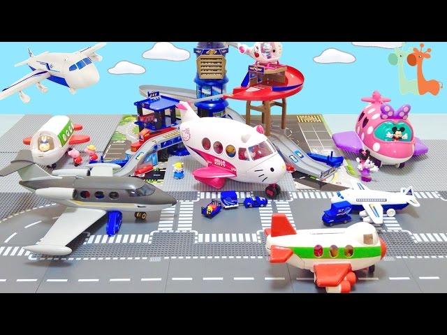 Fast Lane Airport Playset and Hello Kitty Jet Plane , Minnie Mouse Polka Dot Jet