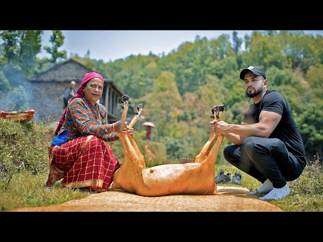 Making Typical Nepali Dishes with Whole Goat | Mega Village party