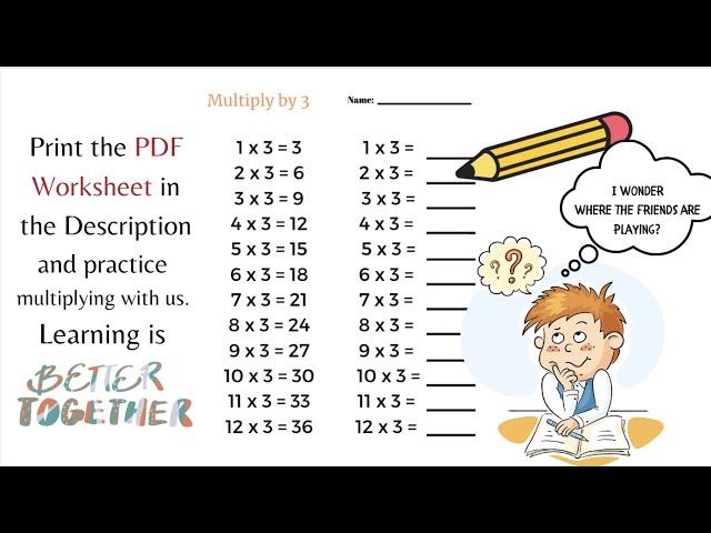 Multiply by 3, Print PDF Worksheet & Practice, Simply Swank Homeschool, Like, Share, Subscribe