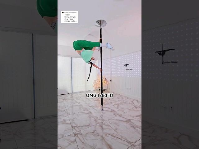 Doing Dynamic tricks on a spinning pole