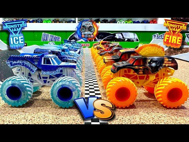 Toy Diecast Monster Truck Racing Tournament | Spin Master MONSTER JAM FIRE   ICE | ROUND #2