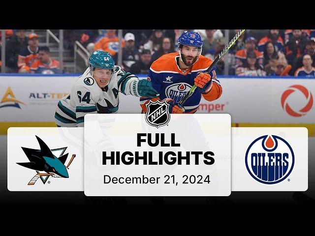 NHL Highlights | Sharks vs. Oilers - December 21, 2024