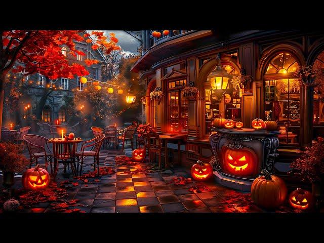 Relaxing Halloween Jazz Playlist - Mystery Coffee Shop Ambience & Crackling Fireplace ~ Fall Jazz