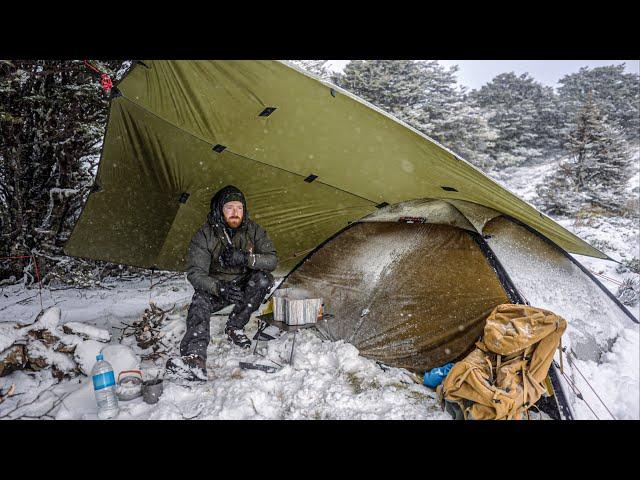 CAMPING In BLIZZARD - Snow and Ice STORM Tent Camping