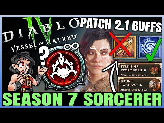 Diablo 4 - Sorcerer is Fixed Now - BIG 2.1 Season 7 Changes Breakdown - Best Class Buffs & Problems!