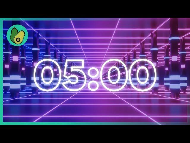 5 Minute Countdown Timer - Electronic Music [EDM]  (4K UHD)